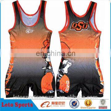 High Cut cool dry spandex custom sublimation youth cool wrestling singlets