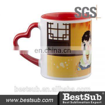 JS Coatings Sublimation Mugs 11oz Inner Rim Color Mug with Heart Handle B101HT-R