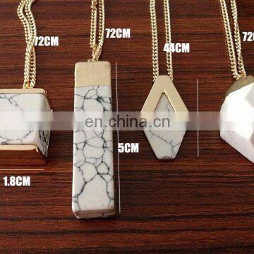 New arrival geometrical shaped howlite pendant necklace