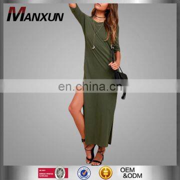 Soft Cotton Sexy High-slit Half Sleeves Summer Maxi Dress For Girls