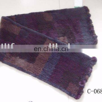 Oblong-shaped rabbit fur scarf
