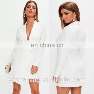 2017 sexy women white asymmetric blazer dress