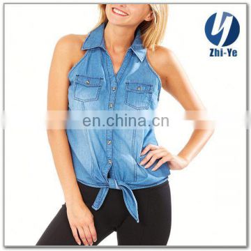 brand new fashion casual sleeveless denim shirt