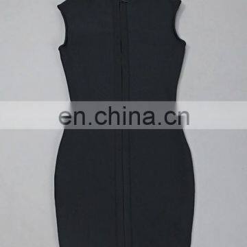 Latest Dresses Design Women Sexy Sleeveless Deep-V Black Short Tight Mini Dress Club Party Dress photo-5