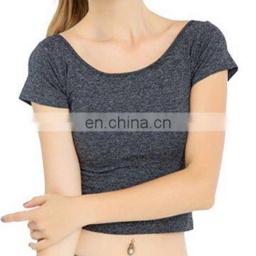 High Quality New Style Cotton Spandex Custom Fabric Womens Slim Fit Crop Top Tshirts