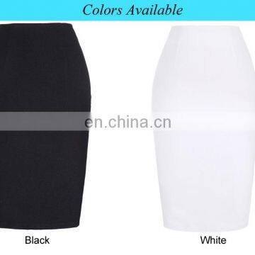 Kate Kasin Occident Women's Black High Stretchy Hips-Wrapped Split Short Pencil Skirt 20" KK000273-1 photo-5