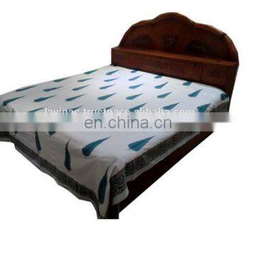Indian Cotton Block Printed Bedsheet Floral Print Bedcover Wholesaler