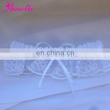 A-R8 Embroidery wedding bridal organza garter