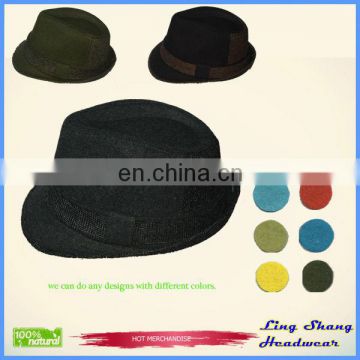 LSC-012 Ningbo Lingshang Wholesale 100% cotton vintage cheap men fedora hat