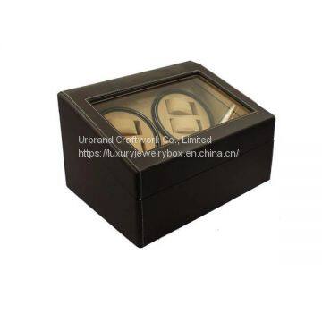 Classic Promotional 4+6 Automatic Dual Leather Watch Winder Box With Custom Logo photo-3