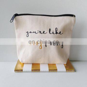 Natural printed Canvas Makeup Bag or Cosmetic Organizer Pouch