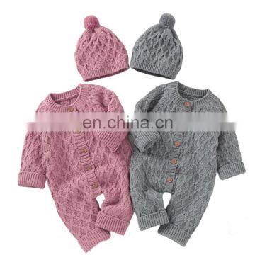 Knitted Baby Clothes Newborn Autumn Winter Baby Girl Romper Clothes With Hat Baby Jumpsuit