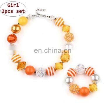 Halloween Thanksgiving Girl Necklace + Bracelet Set Kids Charms Bubble Necklace 2pcs Set
