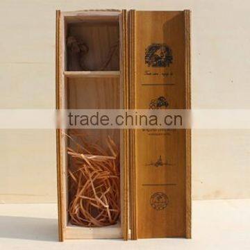 Custom handmade sliding lid wooden wine gift box vintage wine boxes wood