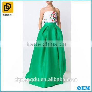 Hot sale green silk latest long skirt design