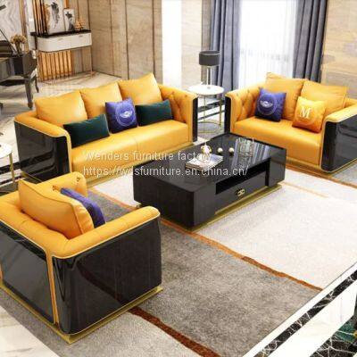 Microfiber Leather Hermes Orange Sofa Light Luxury Modern Villa Creative Living Room Model Room Furniture Combination