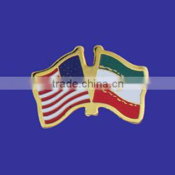 Custom design high quality cloisonne hard enamel filled USA Iran World Flag Lapel Pin