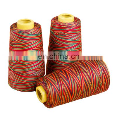 high quality multi color rainbow color 7 colors space dyed sewing thread 40 2 polyester