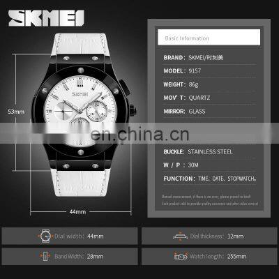Skmei Watch Importer PU Leather Stopwatch Function Genuine Leather Sport Quartz Wrist Watches#9157 photo-5