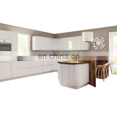 Handleless design light grey high gloss  kitchen cabinets