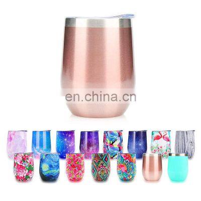 Custom Logo Print insulated 12oz OEM China double wall stainless steel tumbler cup vacuum Sublimation wine Tumbler