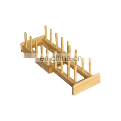 Bamboo Dish Plate Bowl Cup Book Pot Lid Cutting Board Drying Rack Stand Drainer Storage Holder Organizer Kitchen Cabinet