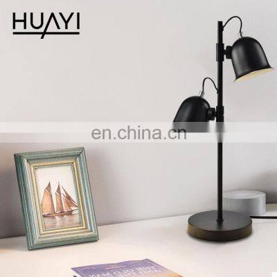 HUAYI Hot Selling Iron Lamp Body Double Light Indoor 10W Indoor Bedroom Office LED Table Lamp photo-4