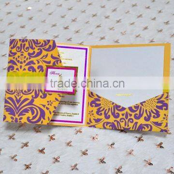 2016 Hot Sale Gold Folded Wedding Invitation Card