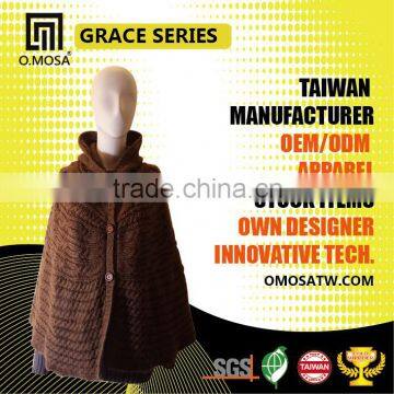 OM3246 3G OEM Wholesale Women Dresses Alpaca Cross Cable City Knit Cape photo-4