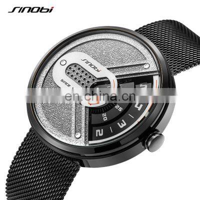 SINOBI S9831G Custom Your Brand Logo Man Wristwatch Rotating Dial Male Watch Creative Design Man Sports Watch