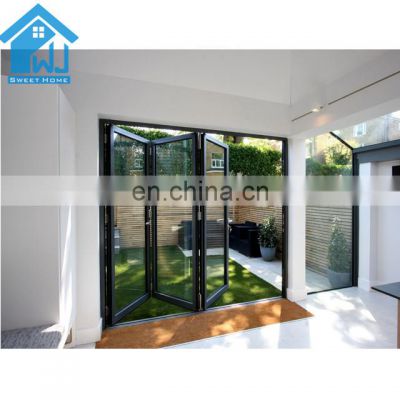 AS2047 prefab house horizontal AS2208 double glazed folding doors with build in blind