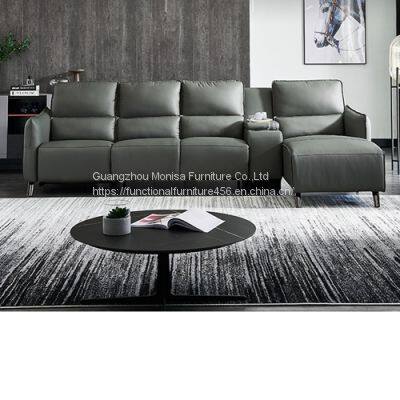 First Layer Cowhide Sofa Living Room Leather Art Intelligent Italian Furniture Corner Small Apartment Sofa Combination photo-2