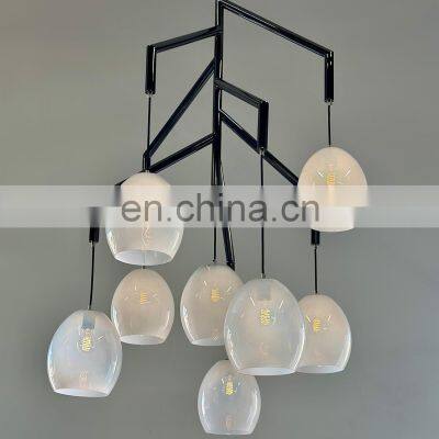 Newest Design Indoor Restaurant Hanging Marble Ball Gold Led Dining Pendant Light Chandelier