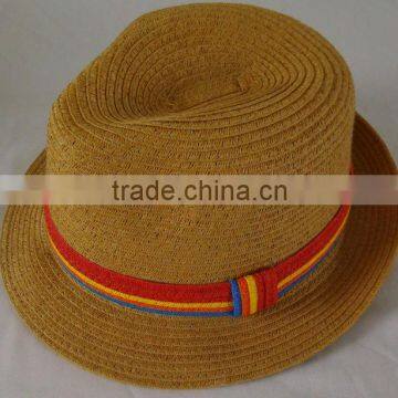 Fashion Brown Paper Straw Fedora Hat With Competitive Price