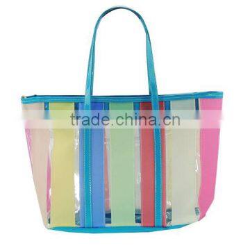 new fashion stripe pvc beach tote bags wholesale