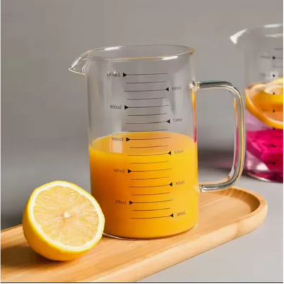 High Borosilicate Glass Cup With Handle and Bamboo Lid 350ml 500ml 1000ml photo-5