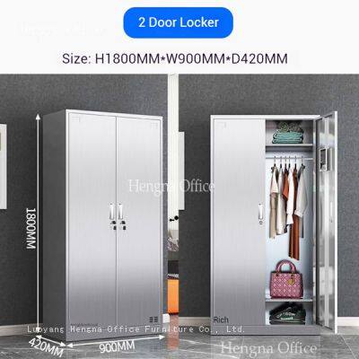 Hengna langlebiger Zwei-Tür-Schließfachschrank aus Edelstahl für Büro- und Industrieanwendungen – Persönliche Lagerung mit hoher Sicherheit photo-1