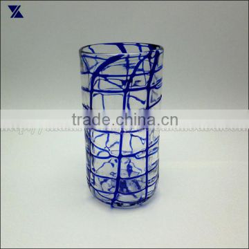 High Quality Clear With Blue Treaded High Ball Drink Glassware