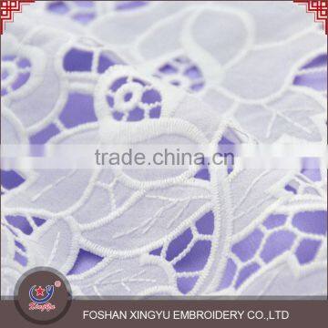 Fashion 130CM White Water Soluble 100% Polyester Chiffon Embroidery Lace Fabric photo-5