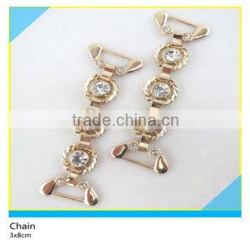 Round Gold Metal Base Rhinestone Setting Chian for Clothing Decoration 3x8cm