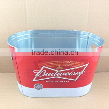 Tin bucket, galvanized metal ice bucket. Oval shape ice bucket