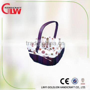 square woodchip basket with flexible handle, storage basket with handle, basket for vegetables and fruits