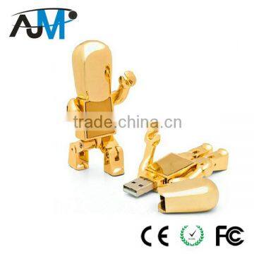 metal robot usb flash drive gold robot usb disk cute usb stick