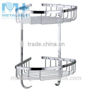 Brass Corner Basket Bathroom Shelves photo-6