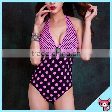 One piece Rose red Beach Bikini for Ladies