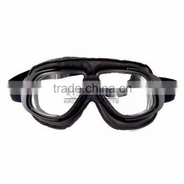 BJ-GT-007 High Quality Black Leather Clear Lens Goggles Motocross photo-2
