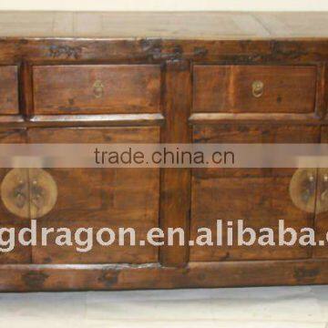 Chinese Antique Natural Finished Four drawer four door cabinet 165*43*82cm