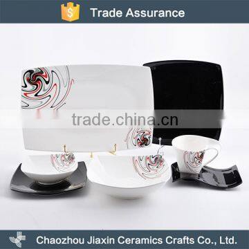 AB grade modern royal hotel ceramic dinner set black color