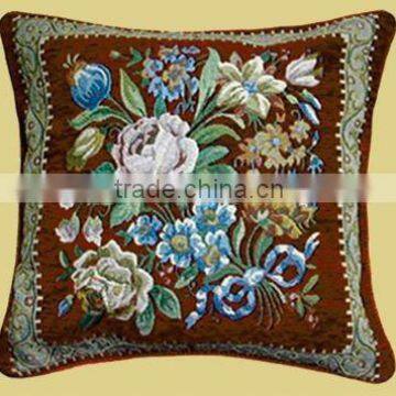 Arab Durable Composed Colorful Knitted Flower Chenille Square Cushion Cover XH-018