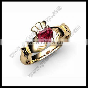 China factory Garnet gemstone Claddagh Ring